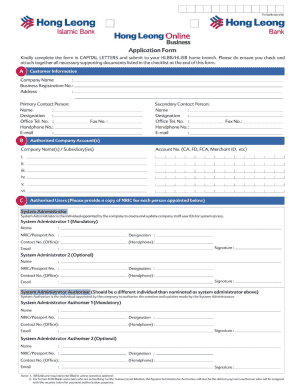 Application Form Hong Leong Bank