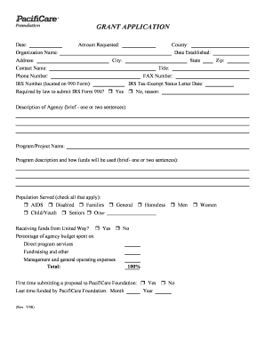 Pacificare Grant Application Form