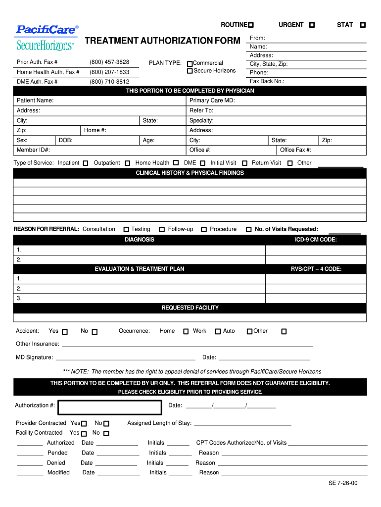  Pacificare Prior Authorization Form 2000-2024