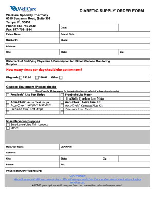 Wellcare Diabetic Testing Supplies  Form