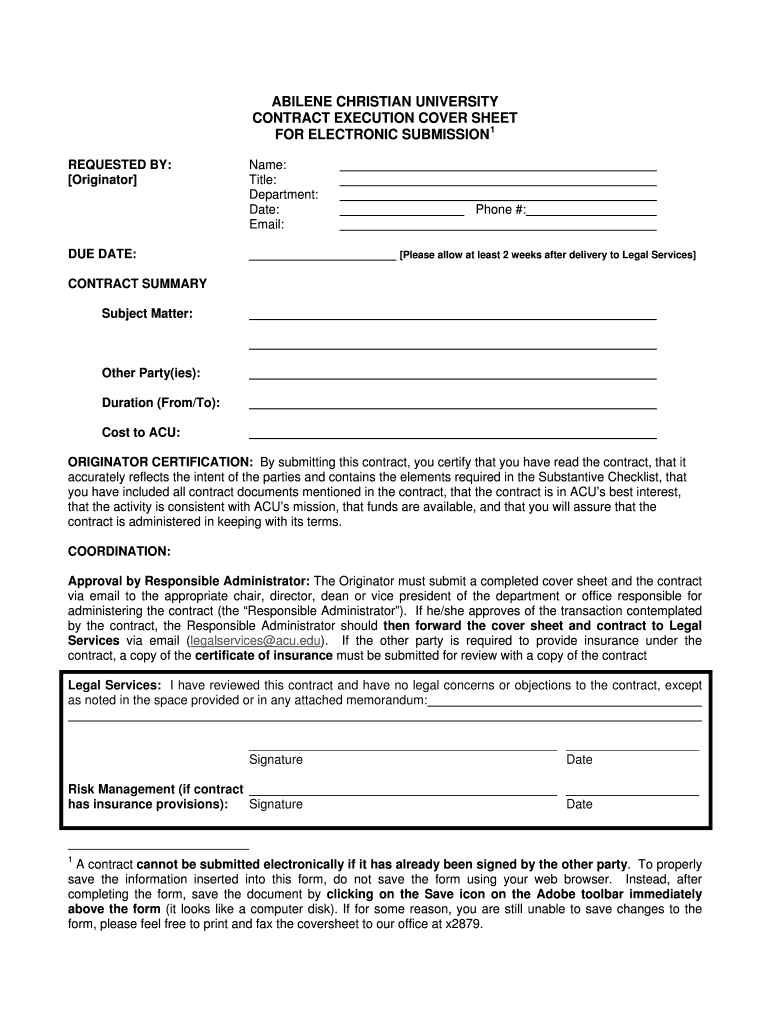 ABILENE CHRISTIAN UNIVERSITY Form