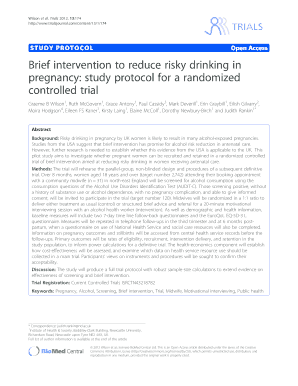 Brief Intervention to Reduce Risky Drinking in Pregnancy Study Form