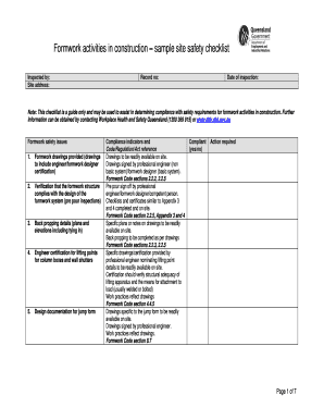 Formwork Inspection Checklist PDF
