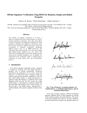 Off Line Signature Verification Using HMM for Random, Simple and Form