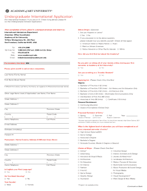 Academy of Art University Print Mail Application Form