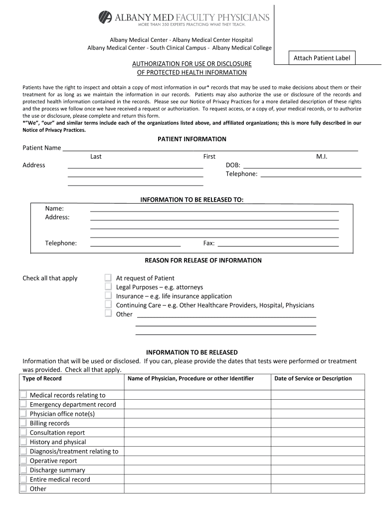 Albany Medical Center Form