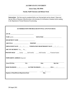 School Clearance for Transfer  Form