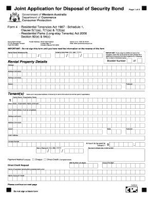 Bond Disposal Form Wa PDF