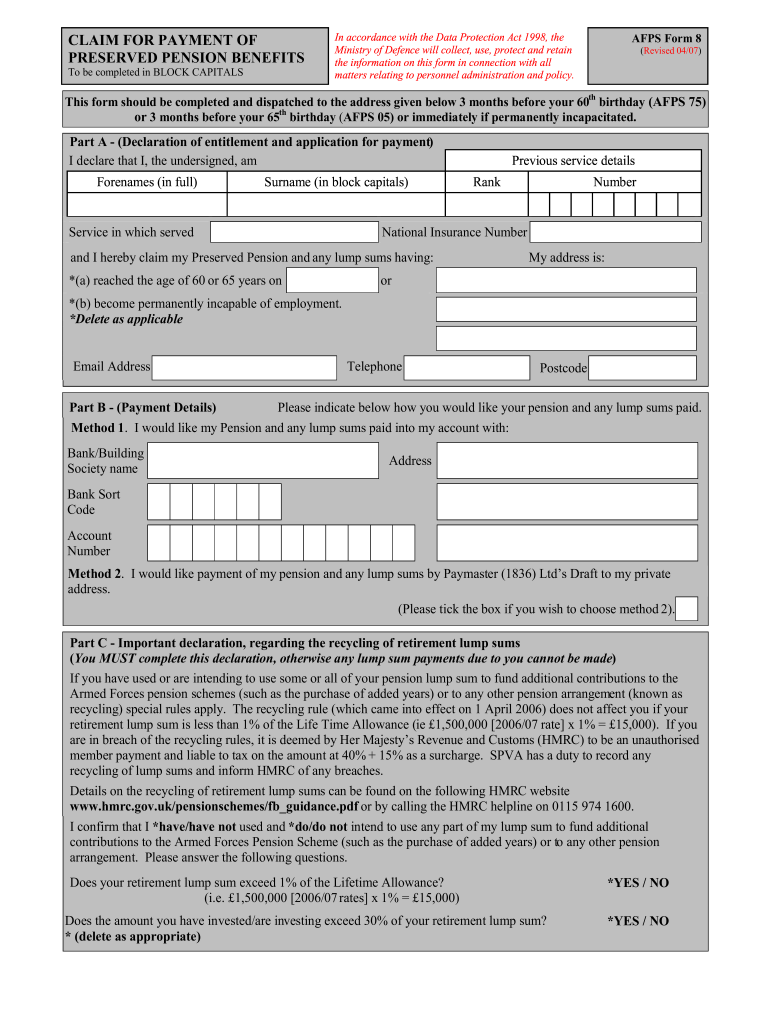 Get and Sign Afps Form 8 2007-2022
