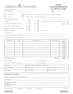 Capital Equipment Requisition Form Andrews