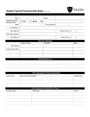 Teachers Details Format