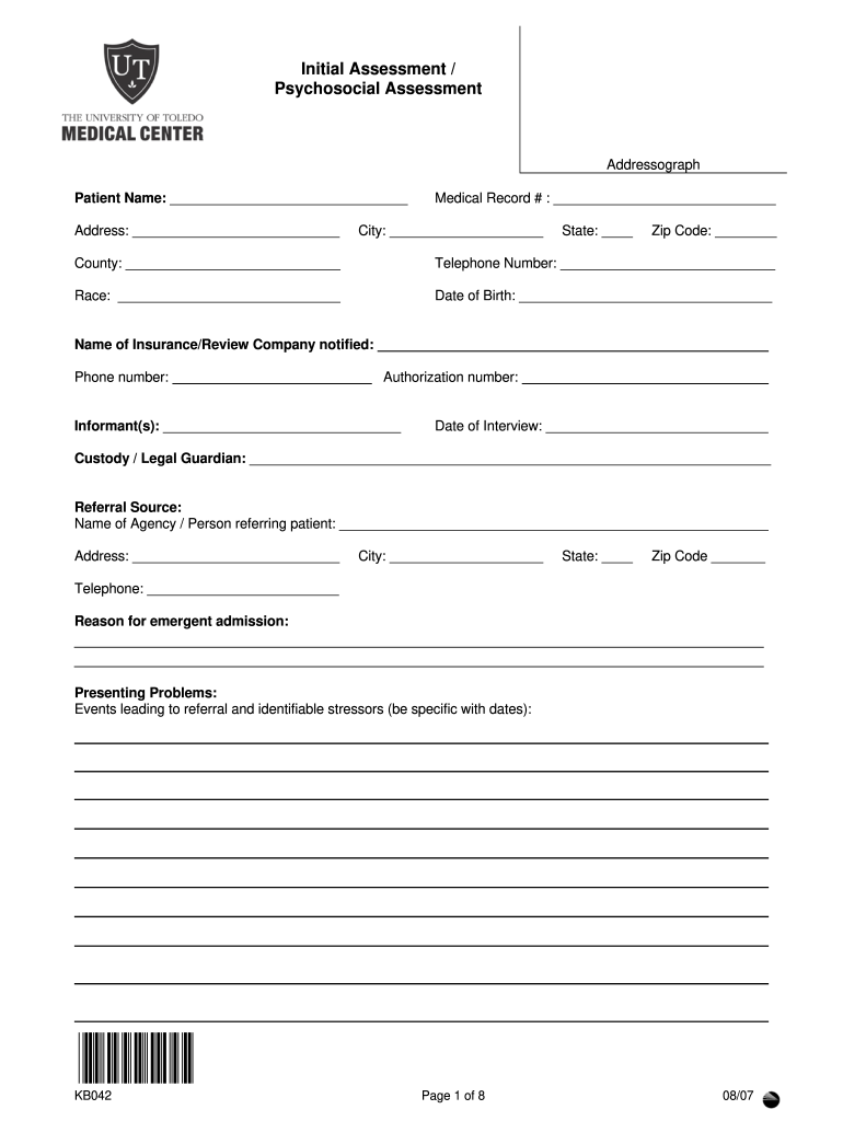  Fillable Psychosocial Assessment 2007-2024