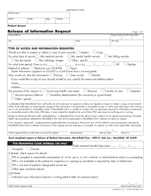 Marshfield Clinic Hlth System Release of Information 1000 N Oak Ave