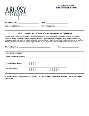 Argosy University Direct Deposit Form