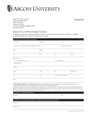 Argosy University Transcripts  Form