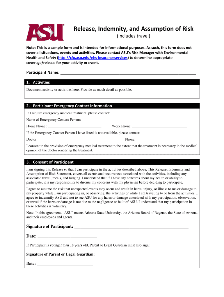 Indemnity Assumption Risk  Form