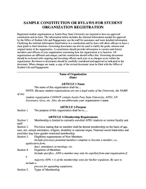 Student Organization Constitution Template  Form