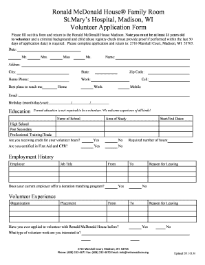 Mcdonald&#039;s Application  Form