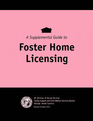 A Supplemental Guide to Foster Home Licensing NC Department Ncdhhs  Form