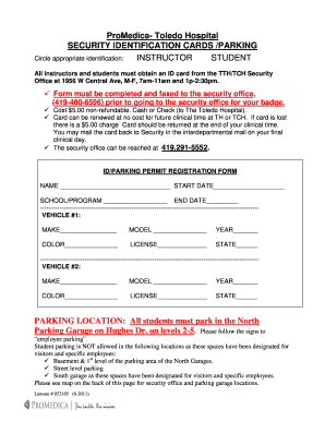 Toledo Hospital Security Office  Form