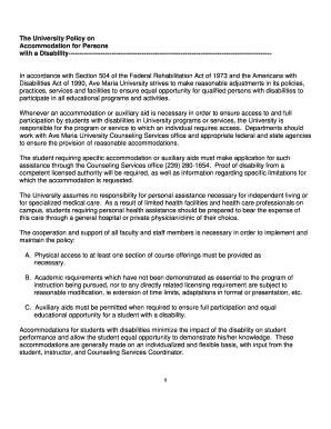 The University Policy on Ave Maria University Avemaria Form