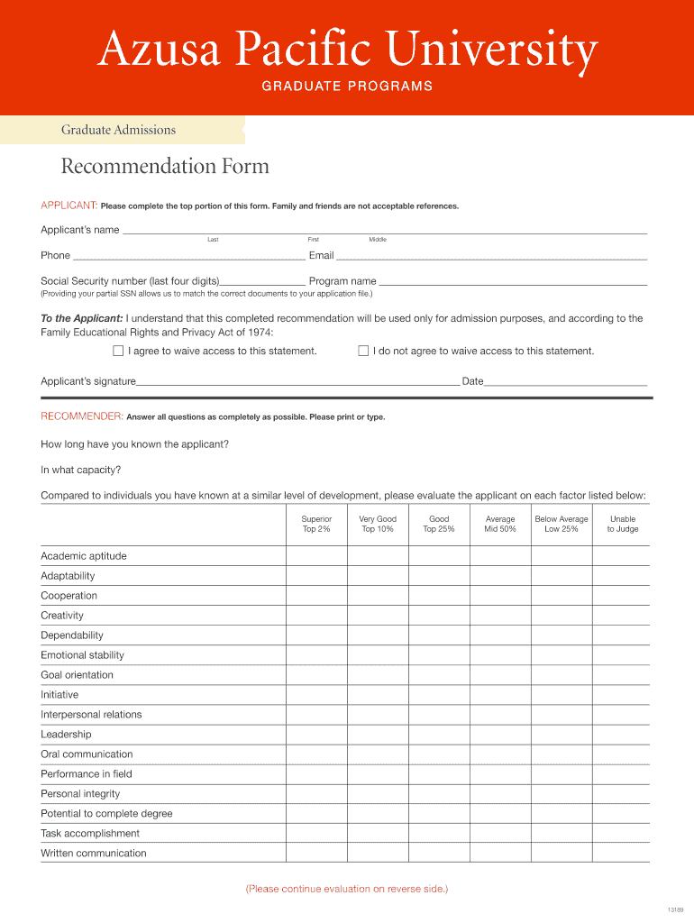 Recommendation Form