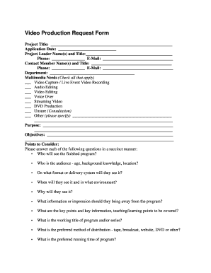 Video Request Form Template