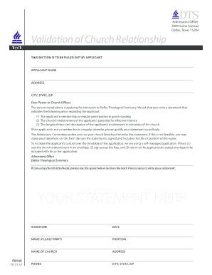 Dts Church Validation Form