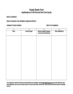 Sacscoc Faculty Roster Form