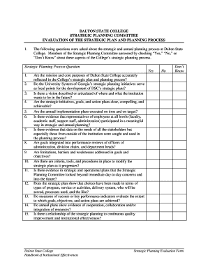 Strategic Plan Evaluation Template  Form