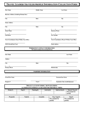 Travel Profile Template  Form