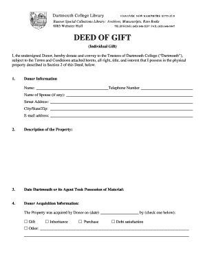 DEED of GIFT Dartmouth College  Form