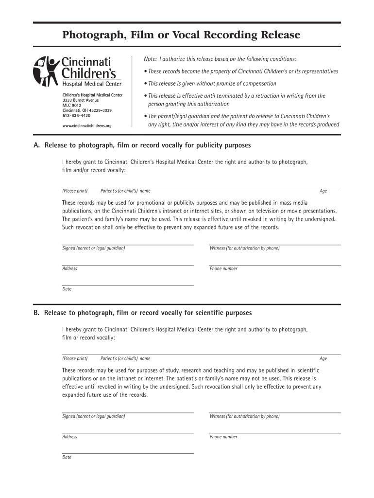Children's Hospital Excuse Note  Form