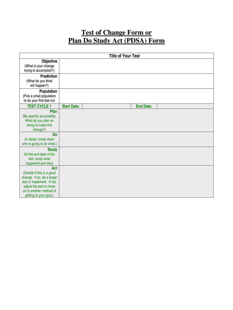 Pdsa Template Fillable  Form