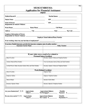 Musc Financial Assistance Application  Form