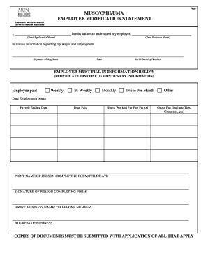 Musc Employment Verification  Form