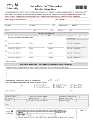  Devry Withdrawal 2009-2024