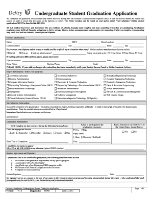 Devry Graduation Application  Form