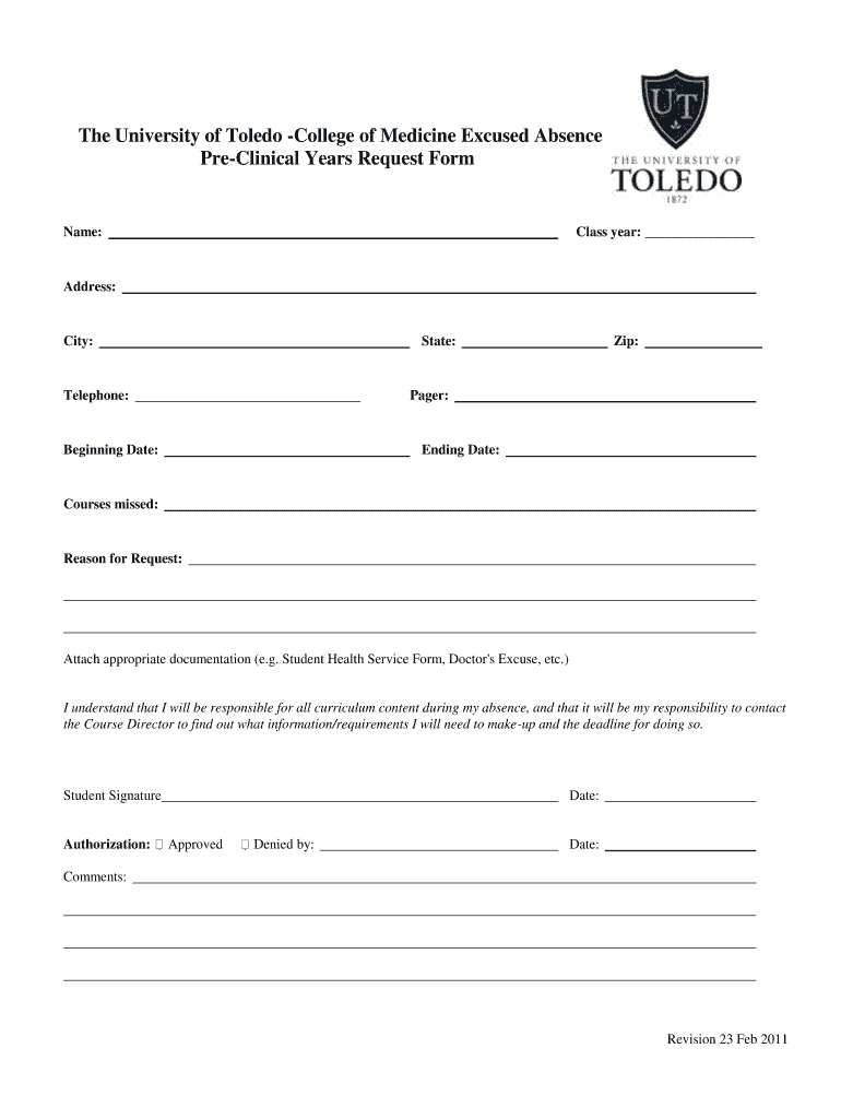  Toledo Hospital Doctors Note Form 2011