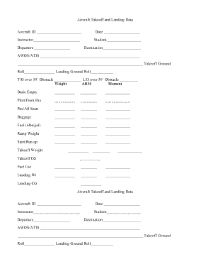 Aircraft Weight and Balance Form