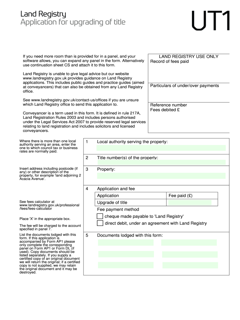 Land Registry Ut1  Form