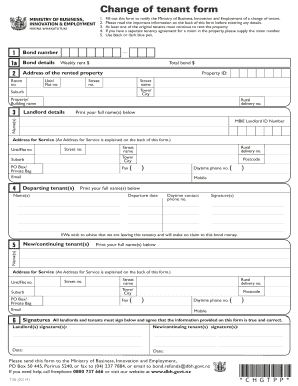  Change of Tenant Form Department of Building and Housing Dbh Govt 2014