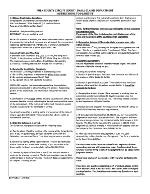 Polk County Small Claims Court  Form