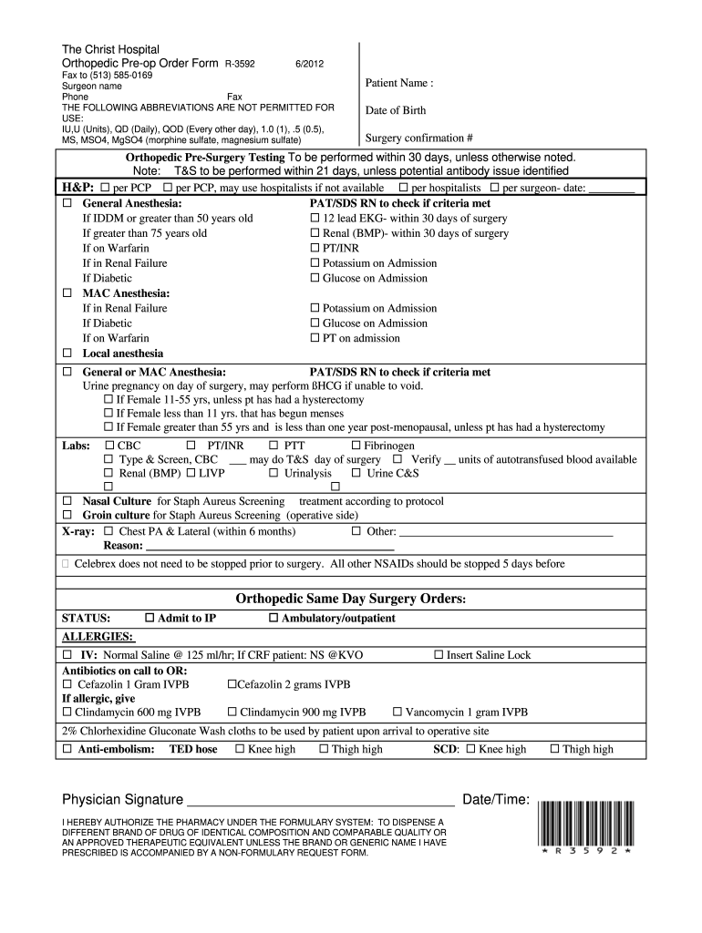  Orthopedic Doctorsp Form 2012-2024