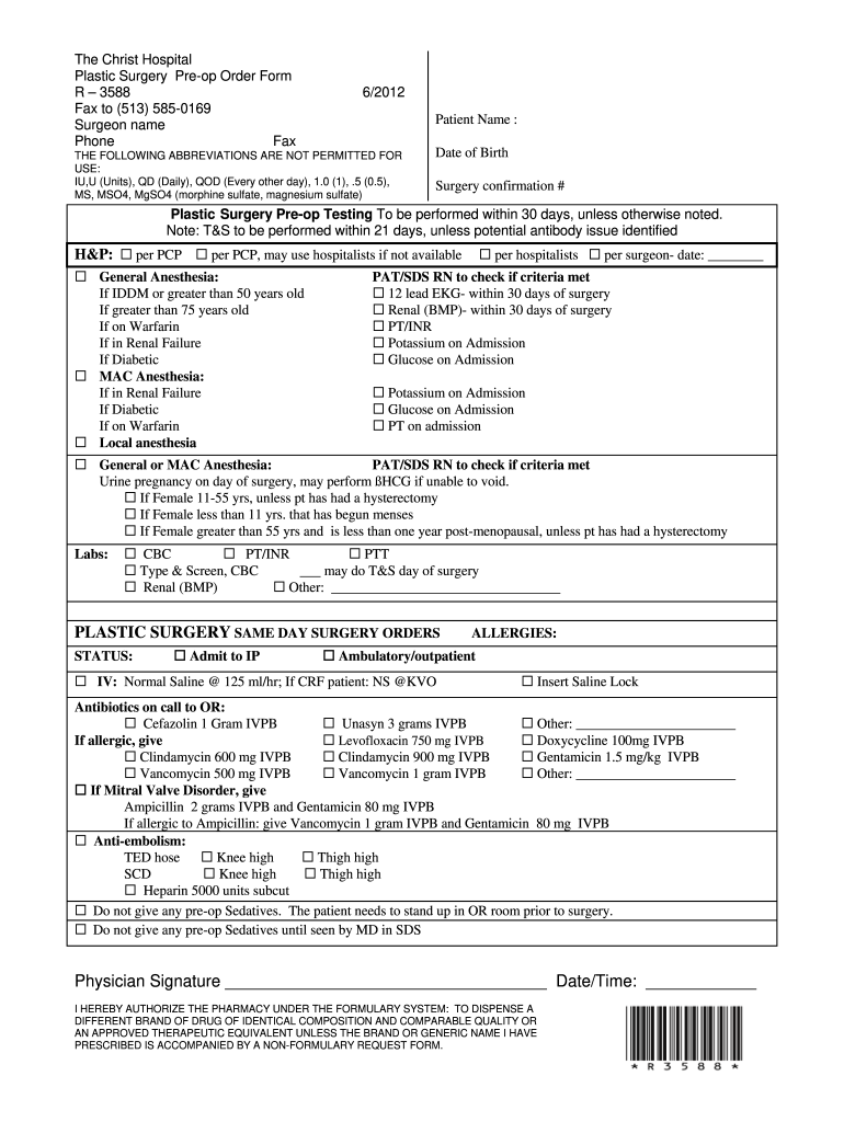  Cosmetic Surgery Fillable Forms 2012