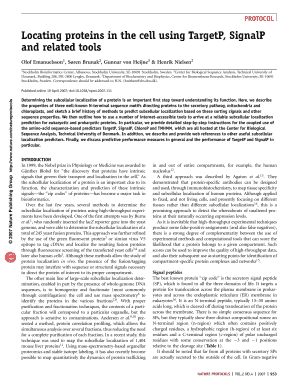 Locating Proteins in the Cell Using Targetp Signalp and Related Tools Form