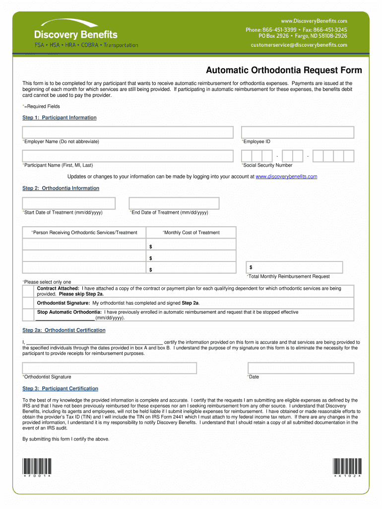 Flex Automatic Orthodontia Request Form DOCX Duq