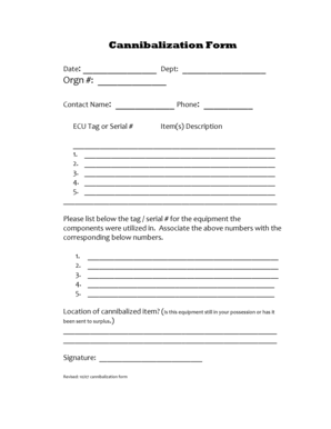 Cannibalization Form Ecu