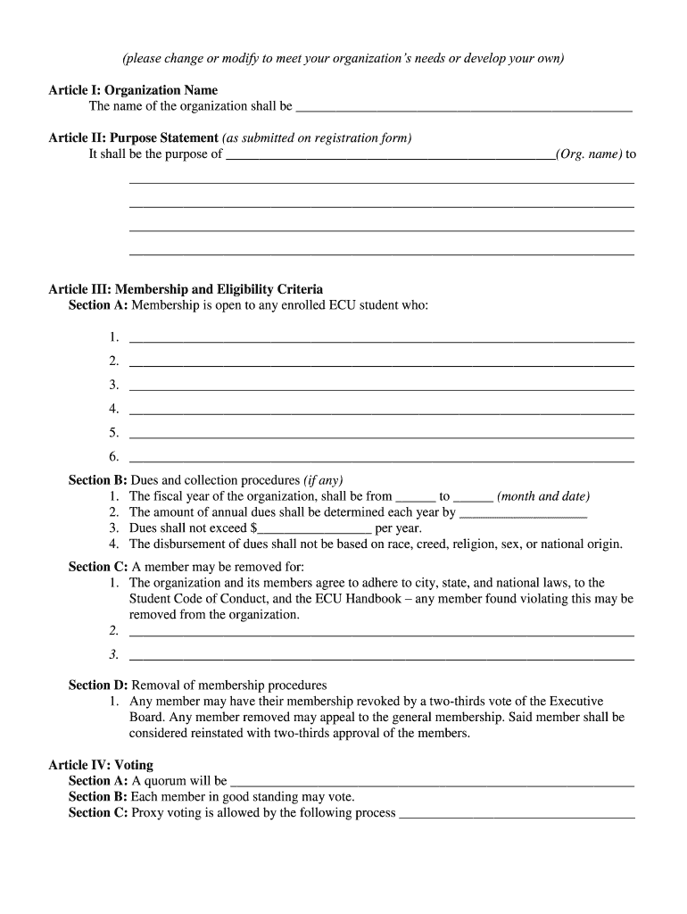 Template for Writing a Constitution  Form
