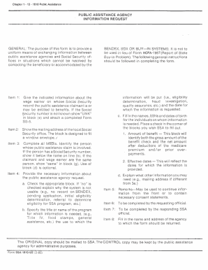 Form Ssa 1610 U2 Ss Public Assistance Agency Information Request and Report